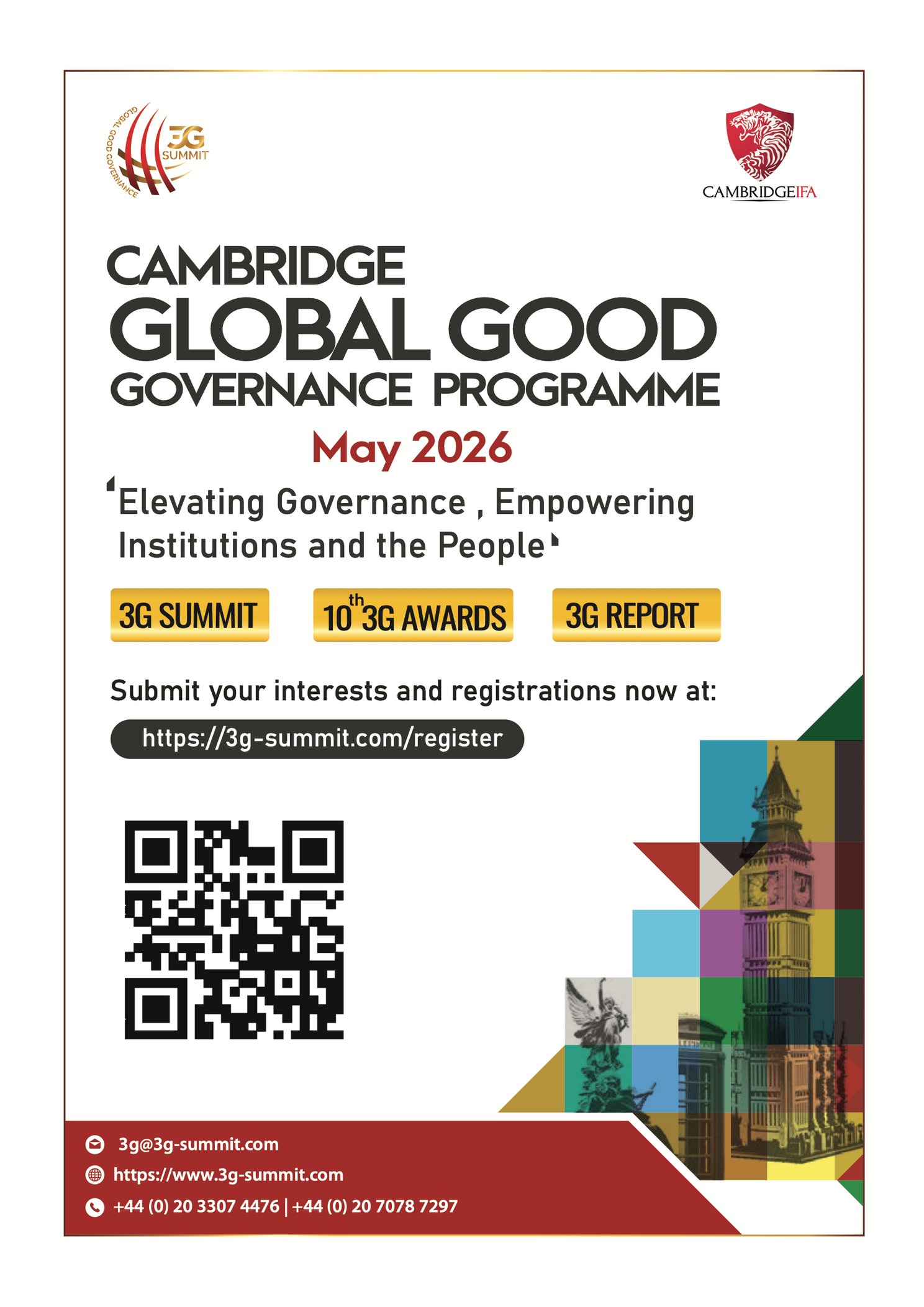 Cambridge Global Good Governance Programme, May 2026: 3G Summit, 10th 3G Awards and 3G Report. Register at https://3g-summit.com/register